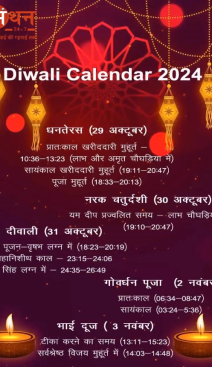 Diwali Calendar 2024